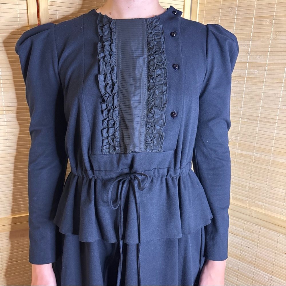 Nior X London Coat Company Elegant Blue Ruffled Women's Dress